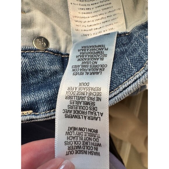 Good American Good Waist Crop Size 2/26 Medium Wash Distressed Legs NWT - Picture 7 of 8